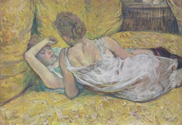 L'abandon (les Deux Amies) Oil Painting by Henri De Toulouse-Lautrec