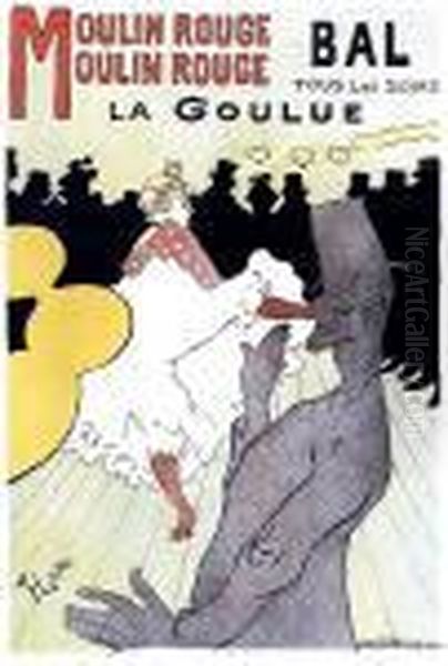 Moulin Rouge-la Goulue, From Le Maitres Del'affiche Oil Painting by Henri De Toulouse-Lautrec