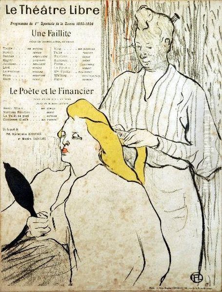 [le Theatre : Une Faillite, Le Poeteet Le Financier] Oil Painting by Henri De Toulouse-Lautrec