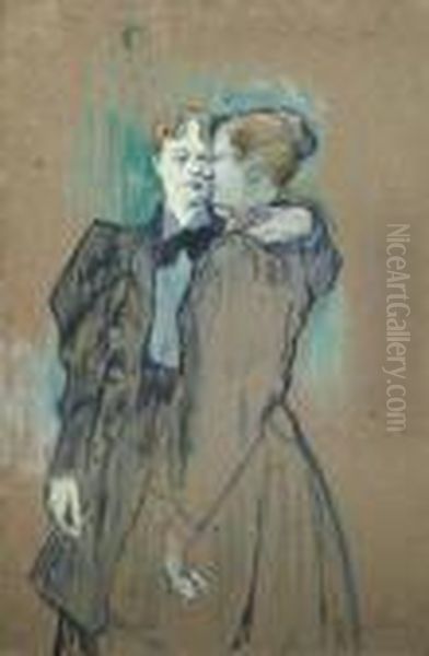 Deux Femmes Valsant Oil Painting by Henri De Toulouse-Lautrec