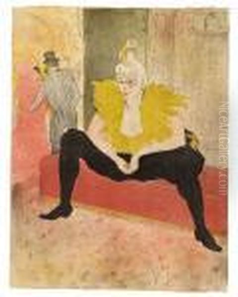 La Clownesse Assise - Mademoiselle Cha-u-ka-o Oil Painting by Henri De Toulouse-Lautrec