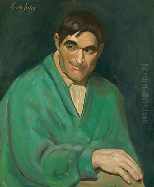 Man in a Green Sweater Oil Painting by George Luks