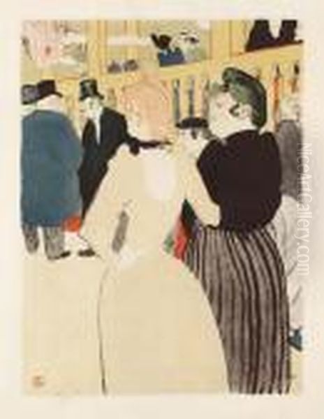 Au Moulin Rouge, La Goulueet Sa Soeur Oil Painting by Henri De Toulouse-Lautrec