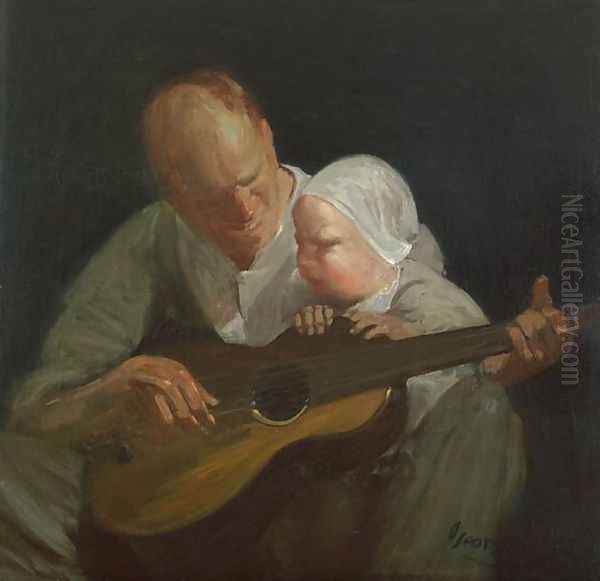 The Guitar Oil Painting by George Luks