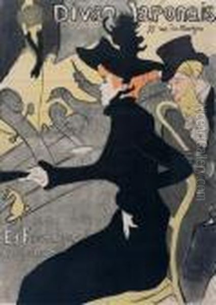 Divan Japonais. Poster. Ed. Fournier, Directeur. 30 X 22ins Oil Painting by Henri De Toulouse-Lautrec