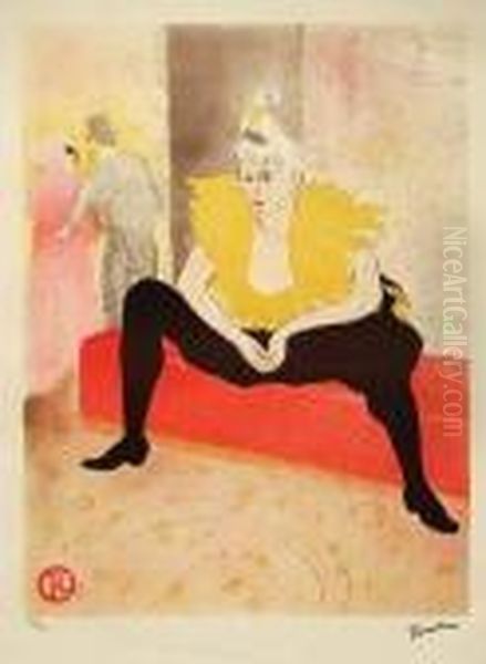 After. Elles. La Clowness Assise Oil Painting by Henri De Toulouse-Lautrec