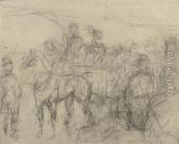 Horse And Carriage. Oil Painting by Henri De Toulouse-Lautrec