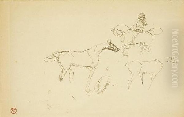 Chevaux Oil Painting by Henri De Toulouse-Lautrec