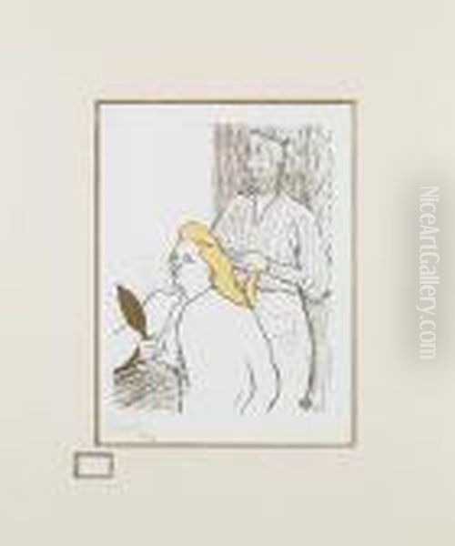 Le Coiffeur-programme De Theatre Libre (wittrock 15) Oil Painting by Henri De Toulouse-Lautrec