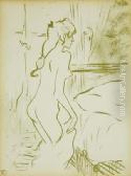 Pour Toi!; Sagesse; Etude Defemme Lithographs Printed In Olive-green Oil Painting by Henri De Toulouse-Lautrec