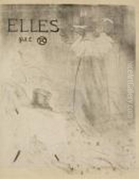 Frontispiece For Elleslithograph Printed In Greyish-black Oil Painting by Henri De Toulouse-Lautrec