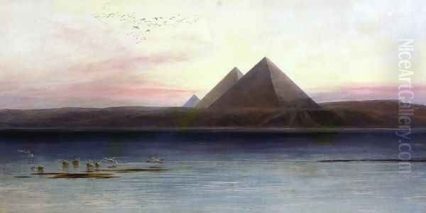 The Pyramids of Ghizeh Oil Painting by Edward Lear