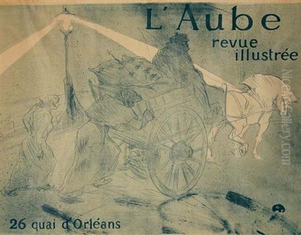 L'aube Lithograph Printed Inblues Oil Painting by Henri De Toulouse-Lautrec