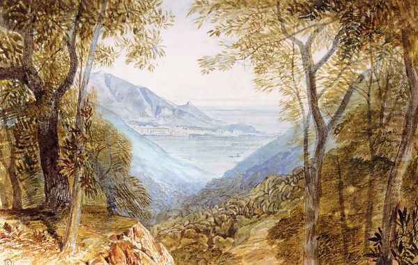 View of the Ducal Palace, Massa, Northern Italy Oil Painting by Edward Lear