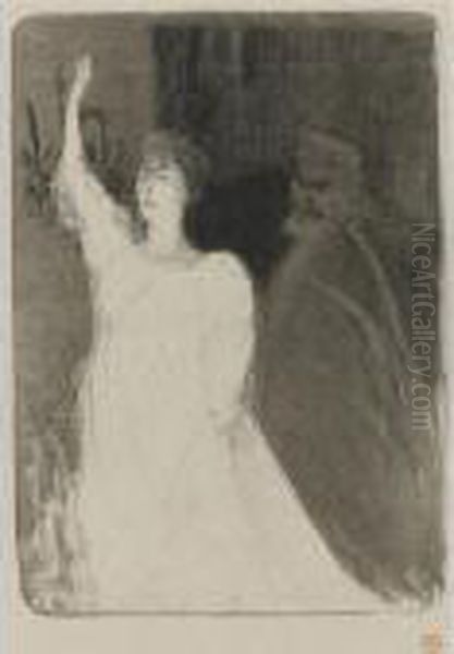 Bartet Et Mounet-sully Dans Antigone (delteil 53; Wittrock 45; Adriani 41) Oil Painting by Henri De Toulouse-Lautrec