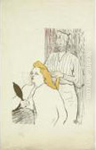 Le Coiffeur (w. 15) Oil Painting by Henri De Toulouse-Lautrec