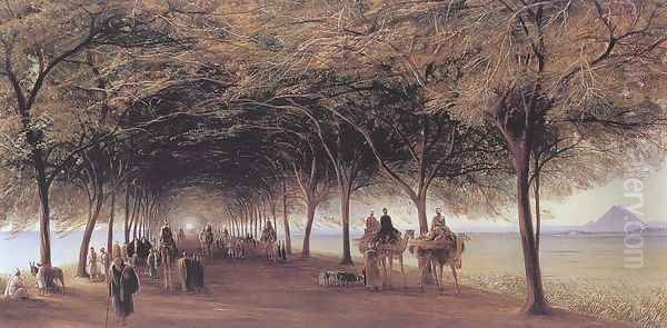 The Pyramids Road, Ghizeh 1873 Oil Painting by Edward Lear