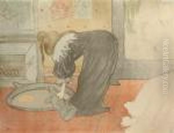 Femme Au Tub Oil Painting by Henri De Toulouse-Lautrec