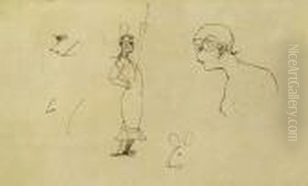 Croquis De Danseuse (verso: Graffiti) Oil Painting by Henri De Toulouse-Lautrec