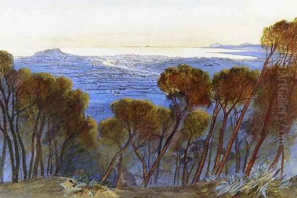 A Distant View of Nice from the Hills Oil Painting by Edward Lear