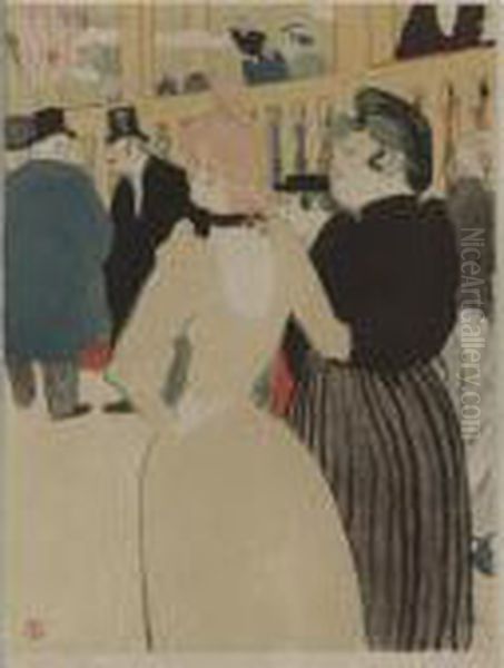 Au Moulin Rouge, La Goulue Et Sa Soeur (delteil 11; Wittrock 1; Adriani 6) Oil Painting by Henri De Toulouse-Lautrec