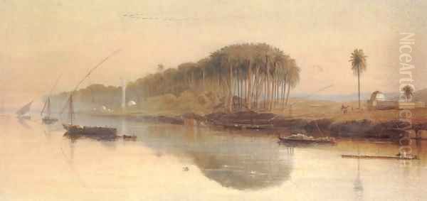 Sheikh Abadeh on the Nile Oil Painting by Edward Lear