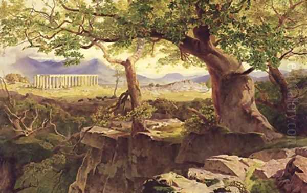 The Temple of Apollo Bassae Oil Painting by Edward Lear