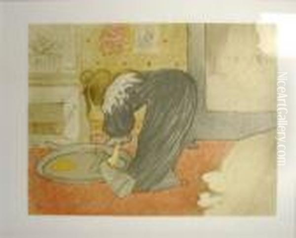 After Henri De Toulouse-lautrec ,
 'lavage', Lithograph, Published Posthumously, 22cm X 28cm, Framed Oil Painting by Henri De Toulouse-Lautrec