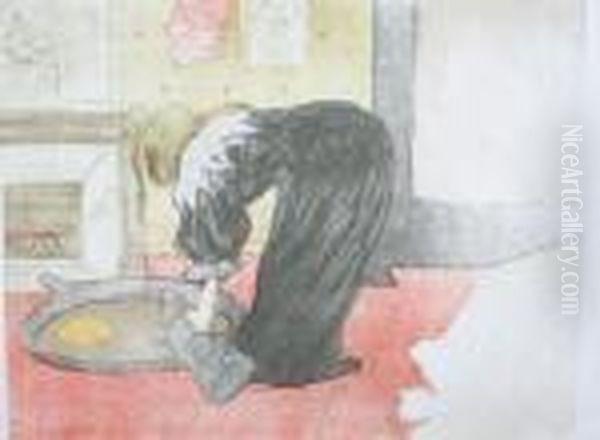 Femme Au Tub (from The Portfolio Elles) Oil Painting by Henri De Toulouse-Lautrec