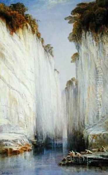 The Marble Rocks - Nerbudda Jubbolpore Oil Painting by Edward Lear