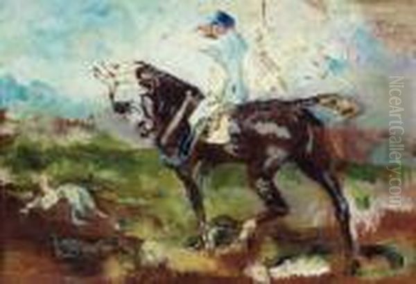 Cavalier Suivant Une Chasse A Courre Oil Painting by Henri De Toulouse-Lautrec