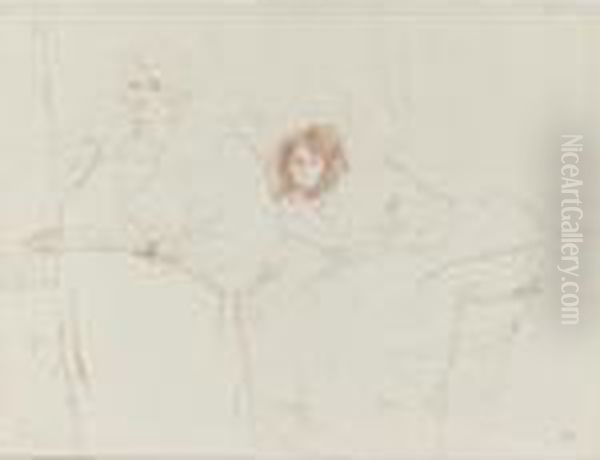 Femme Au Plateau, Petit Dejeuner, Madame Baron Et Mademoiselle Popo Oil Painting by Henri De Toulouse-Lautrec