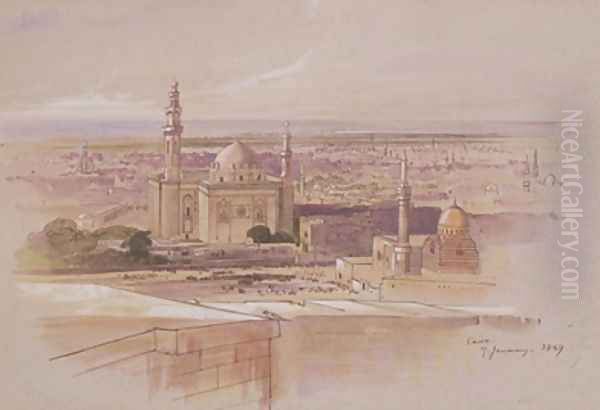 Agra Mosque Cairo Oil Painting by Edward Lear