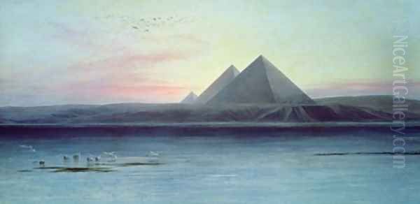 The Pyramids of Giza Oil Painting by Edward Lear