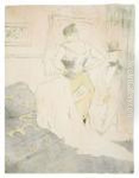 Femme En Corset Oil Painting by Henri De Toulouse-Lautrec