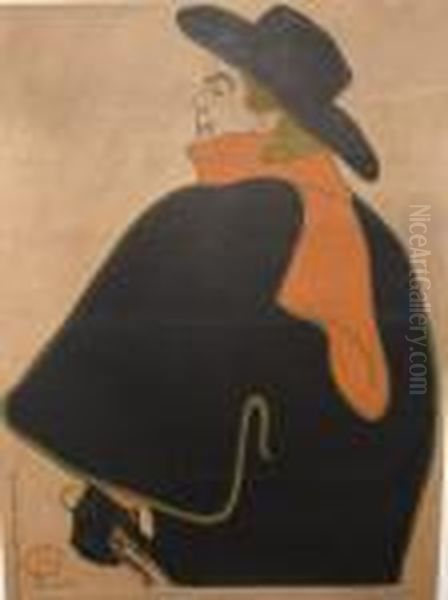 Aristide Bruant Dans Son Cabaret (w. P.9) Oil Painting by Henri De Toulouse-Lautrec