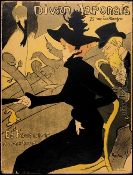 Divan Japonais (wittrock 11; D. 341; And A. 11) Oil Painting by Henri De Toulouse-Lautrec