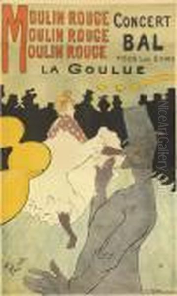 Moulin Rouge - La Goulue (delteil 339; Wittrock P1; Adriani1) Oil Painting by Henri De Toulouse-Lautrec