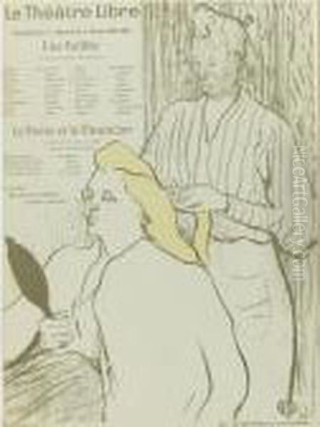 La Coiffure, Programme Du Theatre-libre (d. 14; A. 40; W. 15; Adr. 40) Oil Painting by Henri De Toulouse-Lautrec