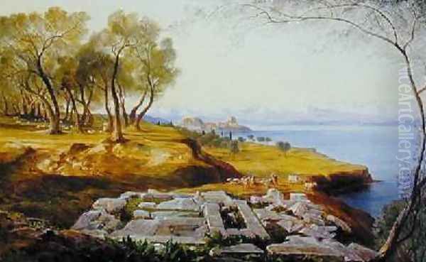 Corfu from Ascension Oil Painting by Edward Lear