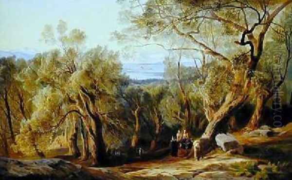 Corfu from Santa Decca Oil Painting by Edward Lear