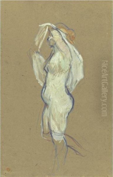 Femme Enlevant Sa Chemise Oil Painting by Henri De Toulouse-Lautrec