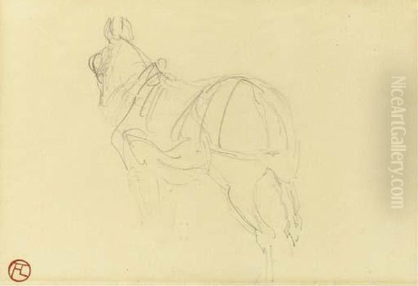 Cheval (recto); Etudes (verso) Oil Painting by Henri De Toulouse-Lautrec