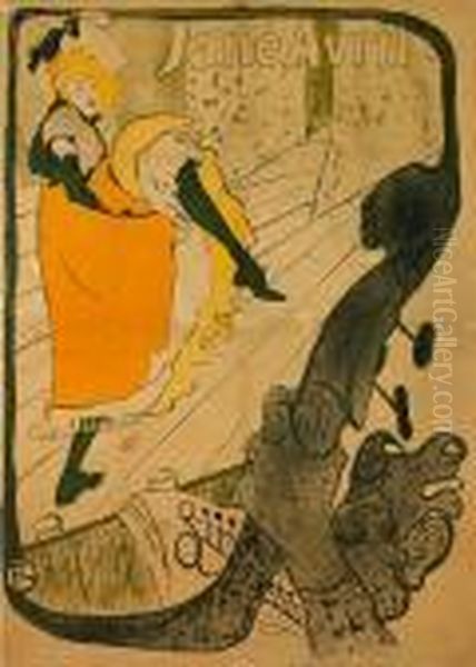 Jane Avril (wittrock P6) Oil Painting by Henri De Toulouse-Lautrec