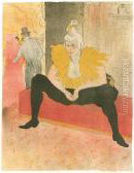 La Clownesse Assise (mademoiselle Cha-u-ka-o) (d. 180; A. 201; W. 156; Adr. 172) Oil Painting by Henri De Toulouse-Lautrec