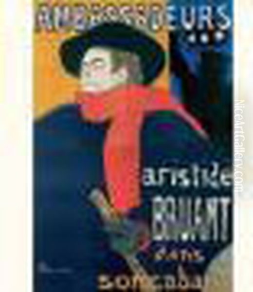 Ambassadeurs, Aristide Bruant. 1892. Affiche. Oil Painting by Henri De Toulouse-Lautrec