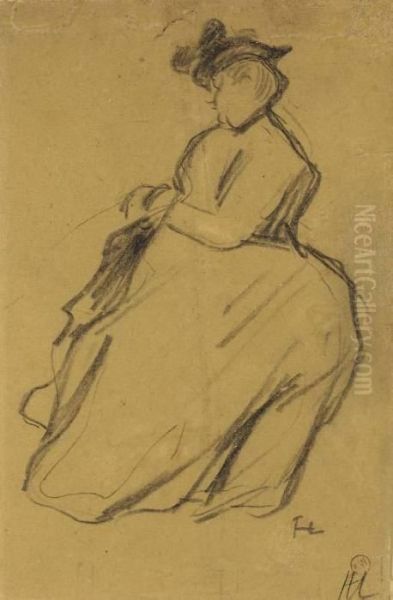 Femme Assise De Profil A Gauche Oil Painting by Henri De Toulouse-Lautrec