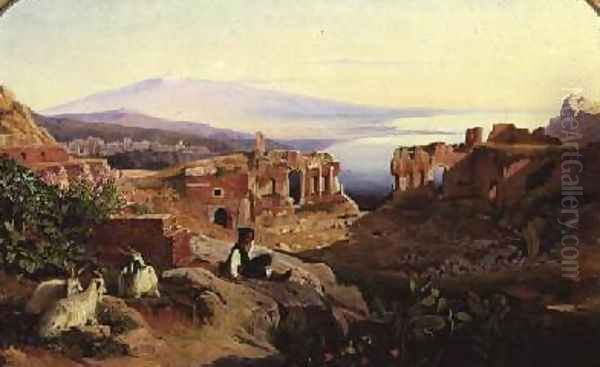 Taormina Oil Painting by Edward Lear