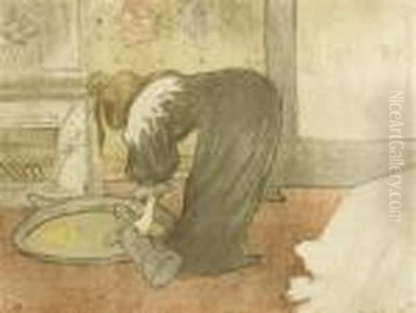 Femme Au Tub -- Le Tub, From Elles Oil Painting by Henri De Toulouse-Lautrec