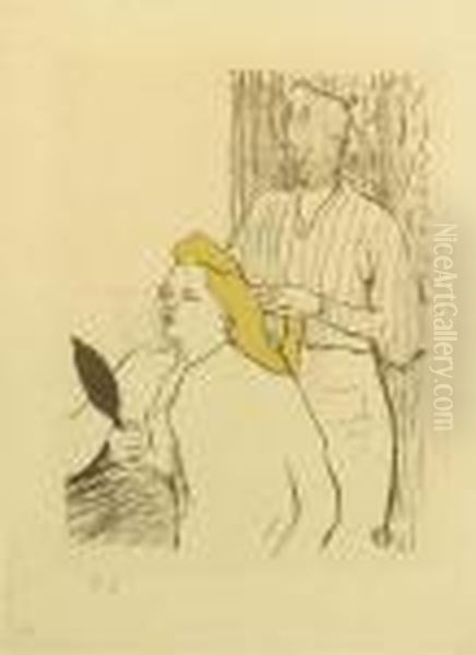 Le Coiffeur -- Programme Du Theatre Libre Oil Painting by Henri De Toulouse-Lautrec